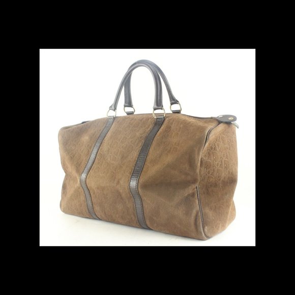 Dior Brown Embossed Nubuck Suede Trotter Duffle Bag 3DD918K - Picture 11 of 11